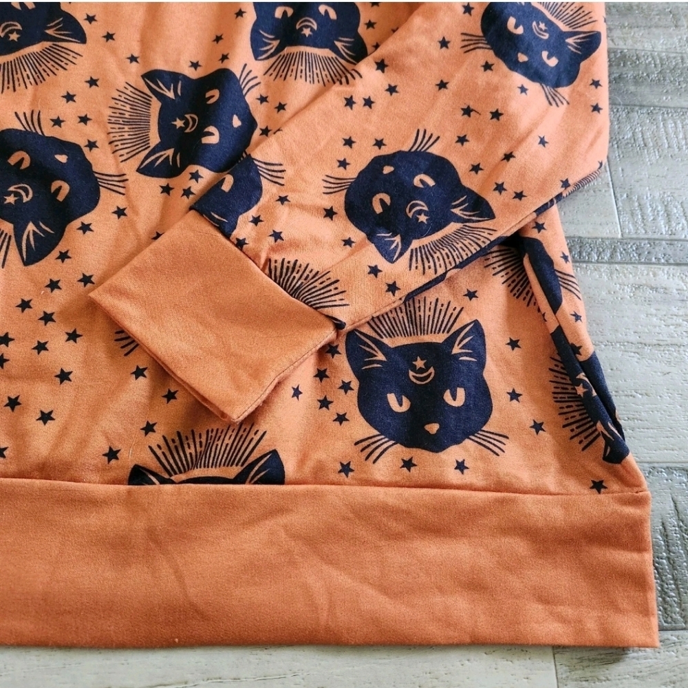 Halloween Pullover Black Cats Magic Black Cats Witchcraft Size Large Soft Cozy - Picture 9 of 16